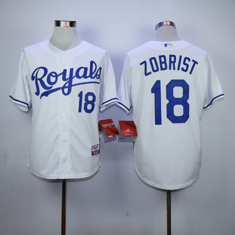 Men Kansas City Royals #18 Zobrist White MLB Jerseys